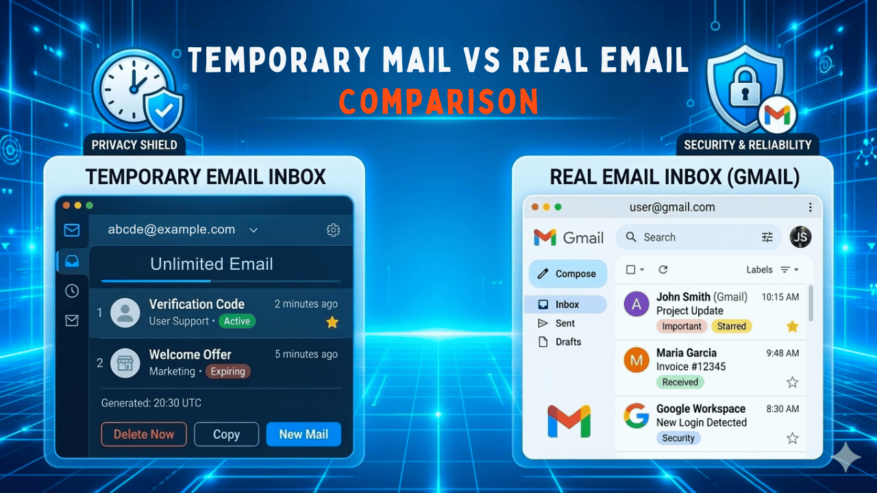 Temporary Email vs Real Email – Key Differences Explained